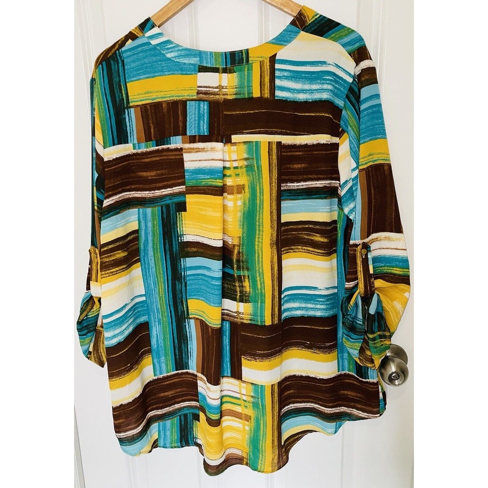 Cato V-Neck 1/4 Zip Pocketed Long Sleeve w/‎ Roll Tabs Blouse Top Size 18/20W - Picture 5 of 6